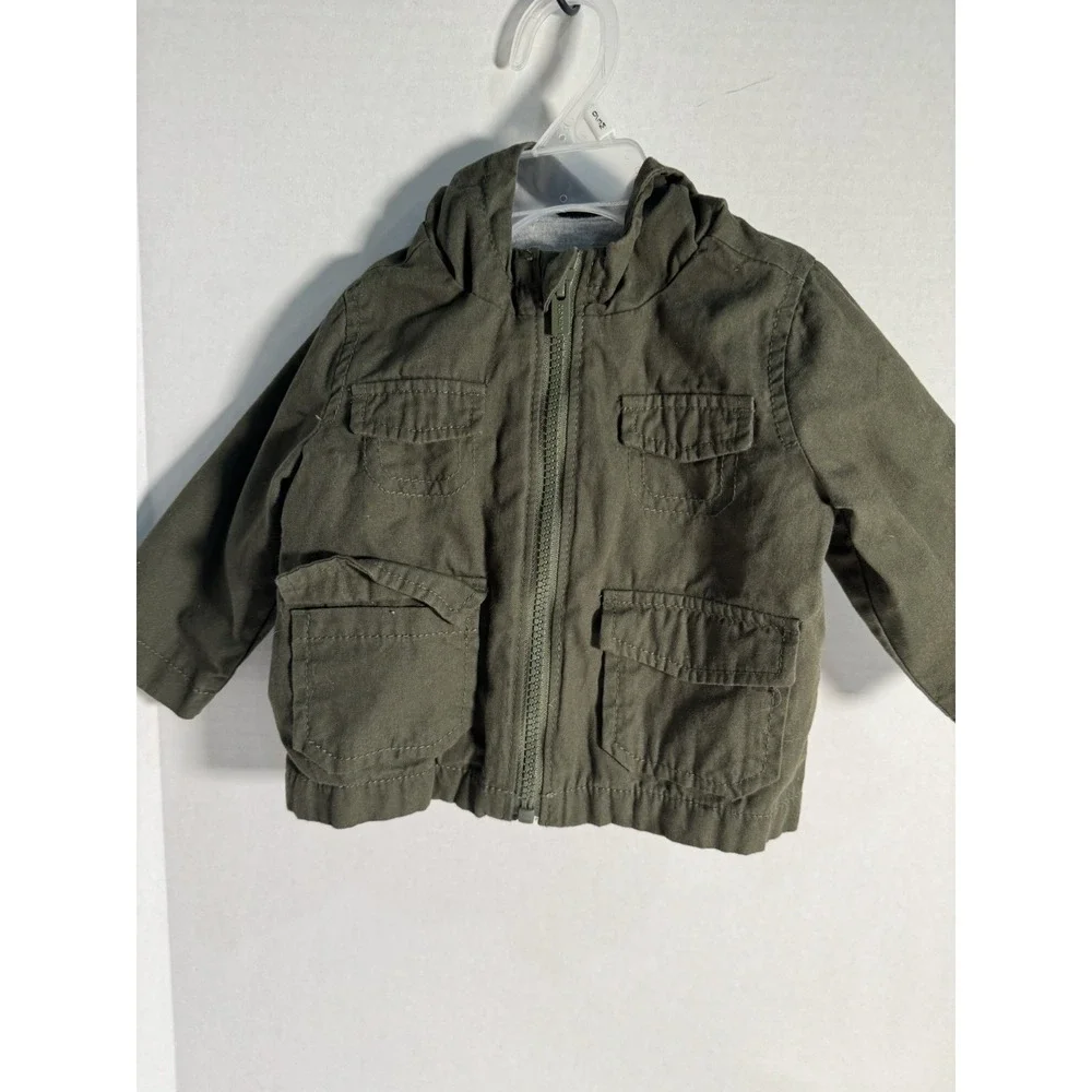 Old Navy infant spring/fall Utility Military Jacket Boys Olive Green Sz 3-6‎ Mo